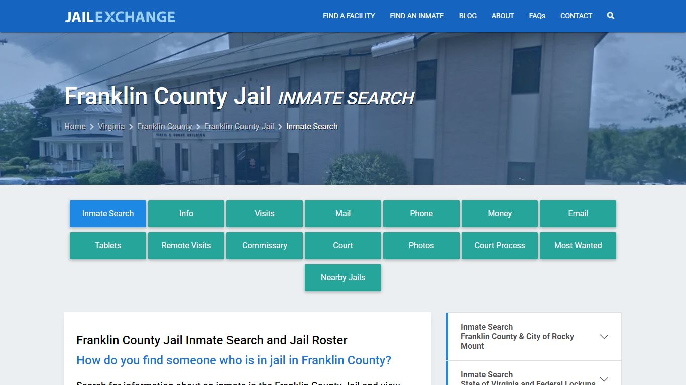 Inmate Search: Roster & Mugshots - Franklin County Jail, VA