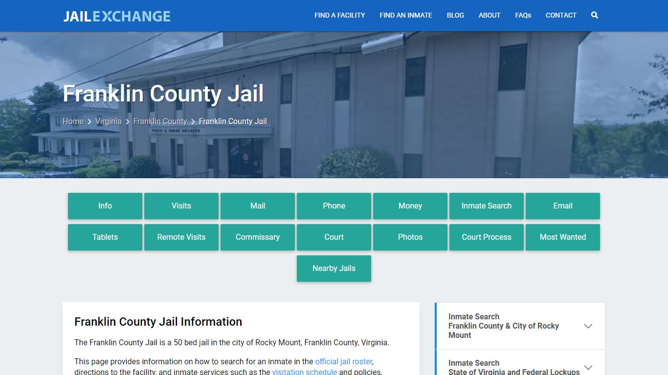 Franklin County Jail, VA Inmate Search, Information
